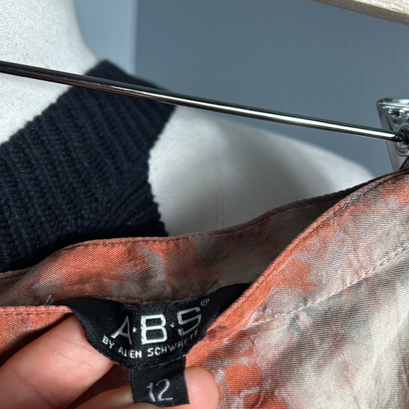 ABS Allen Schwartz Silk Tie Die Midi Skirt size 12 - Picture 14 of 16